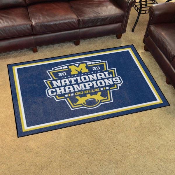 Michigan 2023-24 National Champions Blue 3 ft. x 5 ft. Plush Area Rug