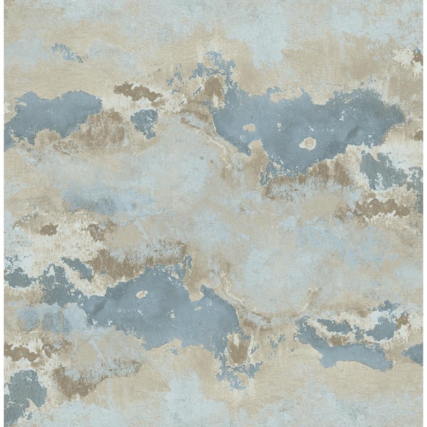 Seabrook Designs Sicily Marble Metallic Ice Blue, Slate, and Greige Faux Paper Strippable Roll (Covers 56.05 sq. ft.)