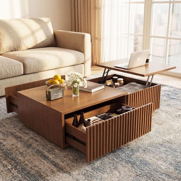 THE RIGHT PATH Geicz 51.1 in. Walnut Rectangle MDF Coffee Table