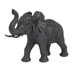 7 in. x 10 in. Black Polystone Elephant Sculpture