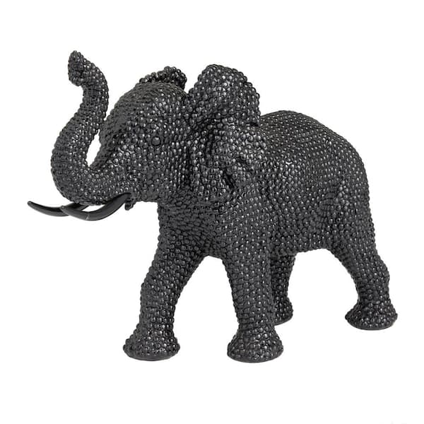Litton Lane Black Polystone Elephant Sculpture 041068 - The Home Depot