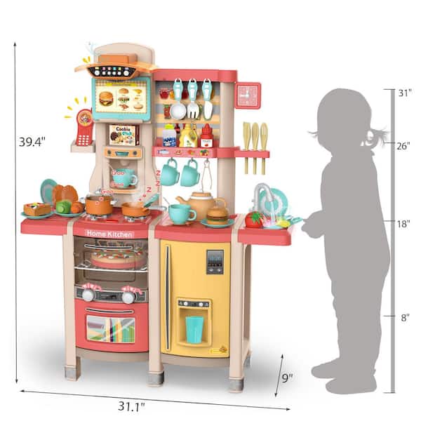 Tiny Land Play Kitchen for Kids, Toy Kitchen Set with Plenty of Play  Features, New Modern Kids Wooden Play Kitchen Designed in Trendy Home Style  with