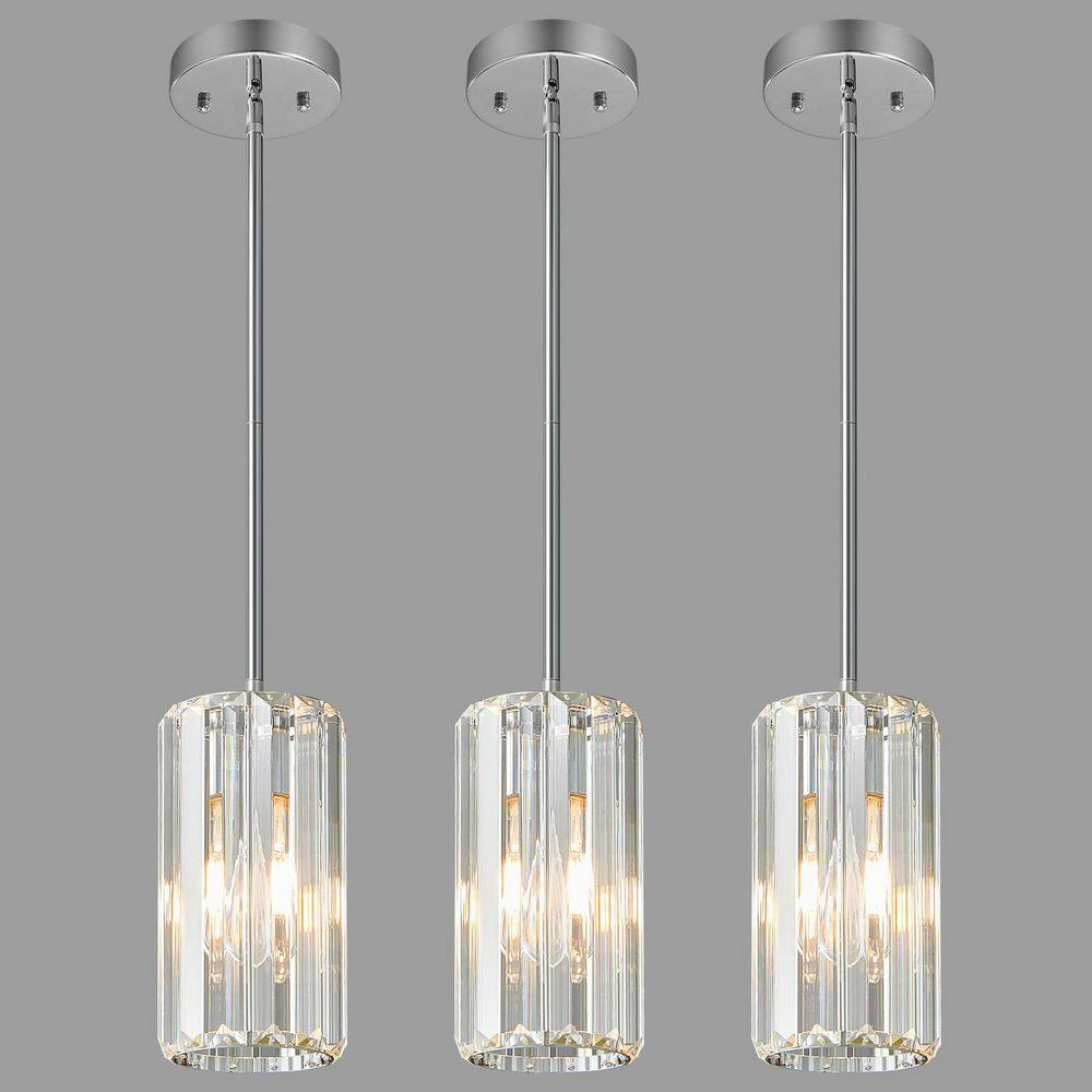 Home Lighting 1-Light Modern Mini Chrome Crystal Adjustable Pendant Light Design for Kitchen Island, 1Pack price history on PriceWatchPro
