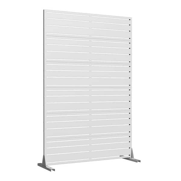 Lumioca 1-Piece 46.8 in. W x 71.37 in. H Narrow White Blinds Outdoor Metal Screen Decorative Art Panel (6-Piece Assembly)