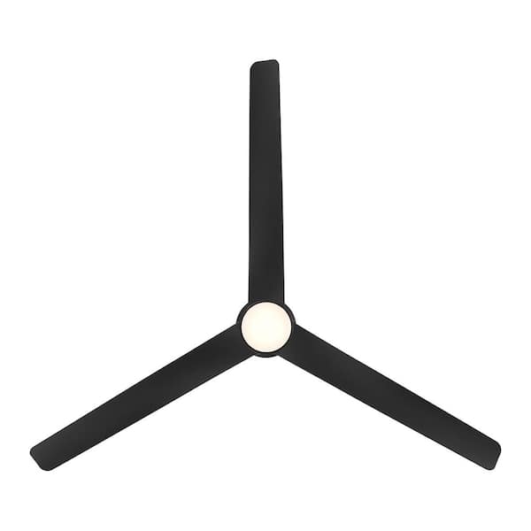 Novelle 52 in. Indoor/Outdoor Matte Black 3-Blade Smart Ceiling Fan Selectable CCT Integrated LED and Remote