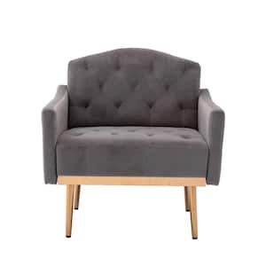 31 in. Wide Gray 2-Seat Square Arm Velvet Mid-Century Modern Straight Sofa