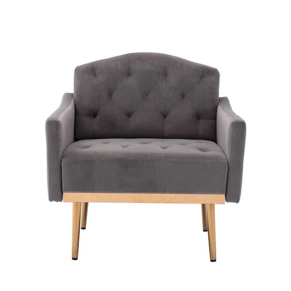 wetiny 31 in. Wide Gray 2-Seat Square Arm Velvet Mid-Century Modern Straight Sofa