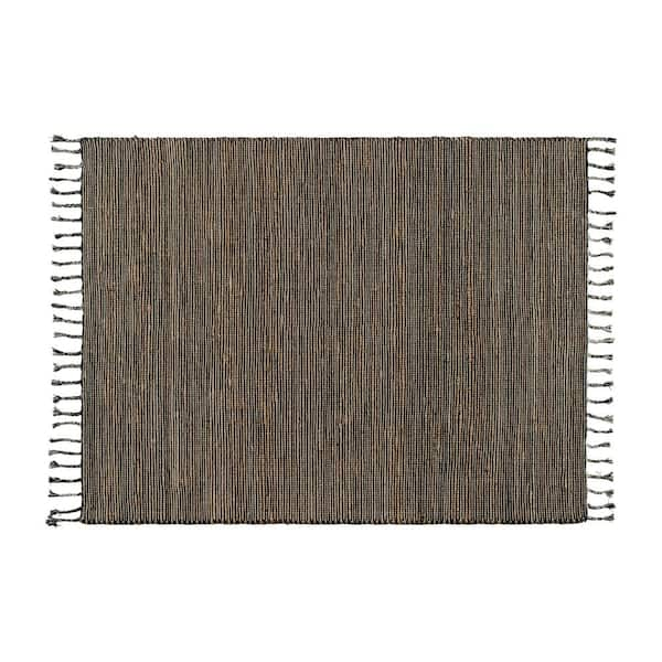 Heavy Duty Black Jute Area Rug 5 X 7 Ft ON SALE Braided Black 