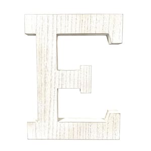 Large 15.75 in. Tall Distressed White Wash Decorative Monogram Wood Letter (E)