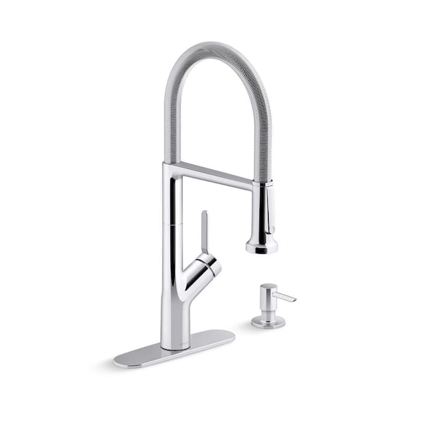 KOHLER Setra Single-Handle Semi-Professional Kitchen Sink Faucet with Soap Dispenser in Polished Chrome