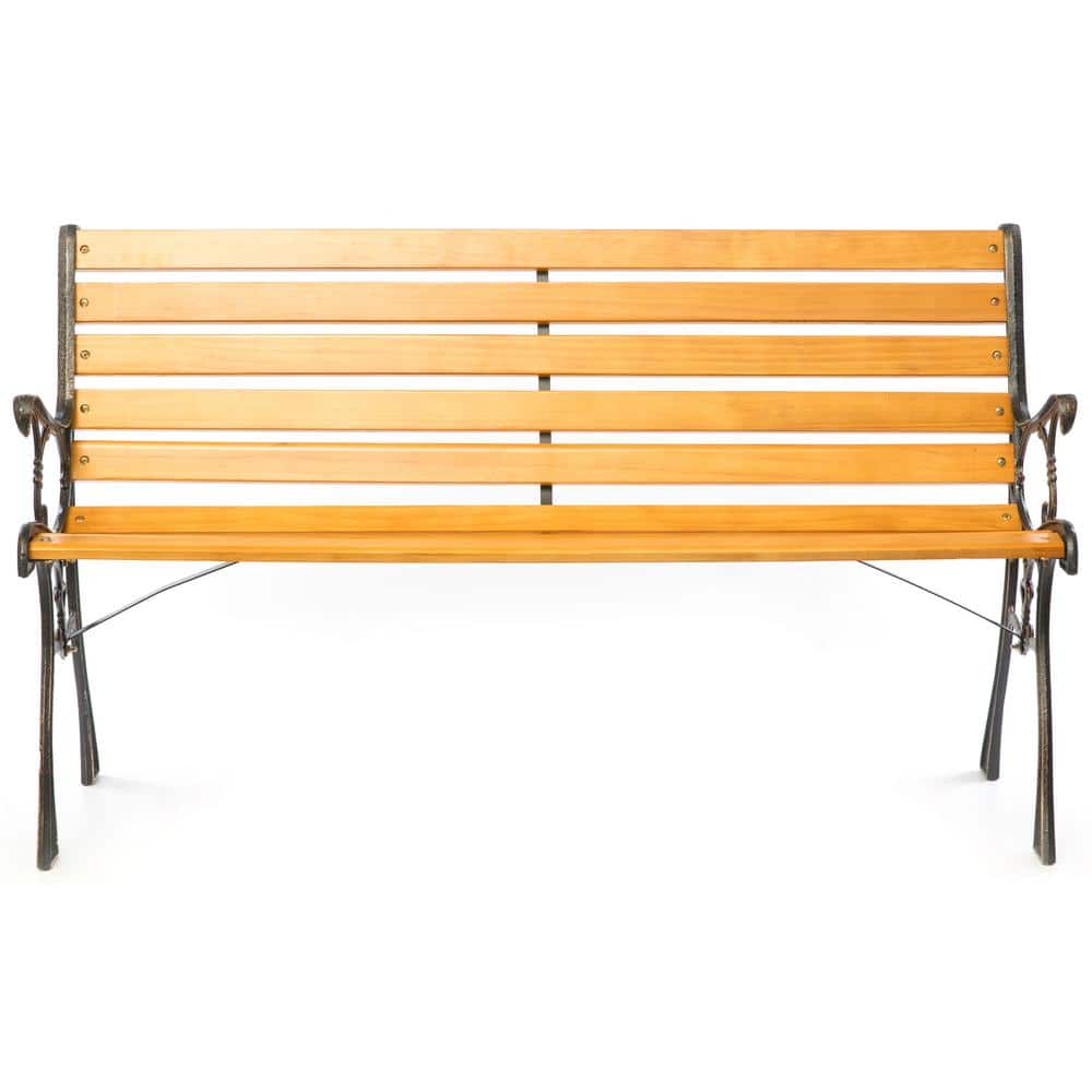 Classic Wooden and Steel Outdoor Garden Bench
