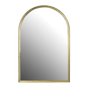 24 in. W x 36 in. H Arched Metal Trim Framed Gold Decorative Mirror