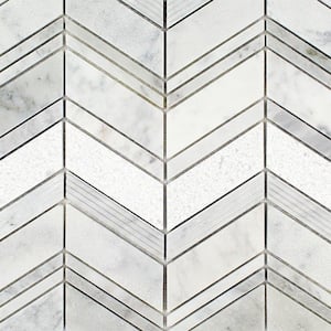 Dart Winged Carrera 11-3/4 in. x 11-3/4 in. x 10 mm Polished Marble Mosaic Tile