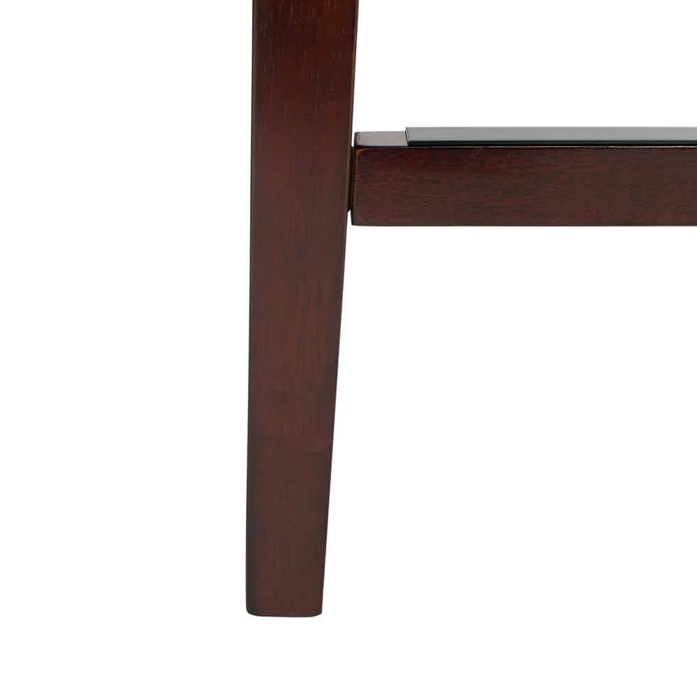 Nikita Brown Birch Wood Counter Stools with PU Leather, Set of 2