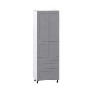 30 in. W x 94.5 in. H x 24 in. D Bristol Painted Slate Gray Shaker Assembled Pantry Kitchen Cabinet with 5-Drawers