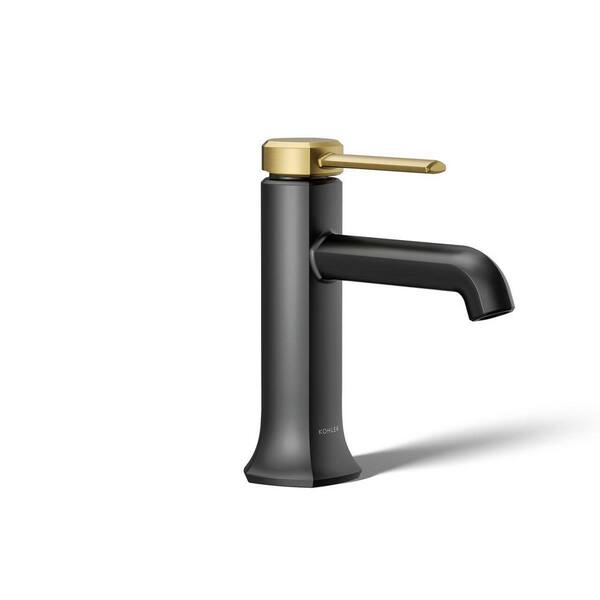 KOHLER Occasion Single-Handle Single Hole Bathroom Faucet in Matte Black with Moderne Brass