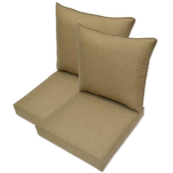 Hampton Bay Bark Textured Pillow Back Outdoor Deep Seating Cushion (2-Pack)-DISCONTINUED