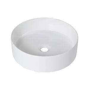 Modern Style Ceramic Circular Vessel Bathroom Sink Art Sink in White