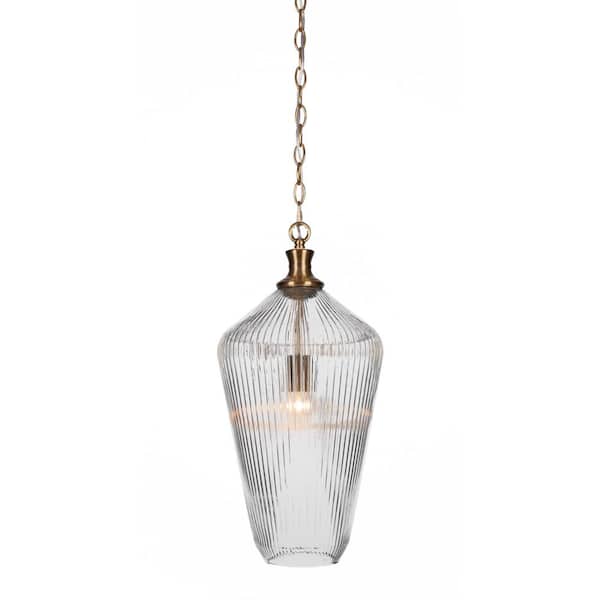 Unbranded Orleans 60-Watt 1-Light New Age Brass Shaded Mini Pendant Light with Glass Shade