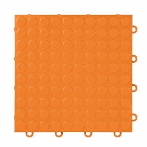 FlooringInc Orange Coin 12 in. W x 12 in. L x 3/8 in. T Polypropylene Garage Flooring Tiles (52 Tiles/52 sq. ft.)
