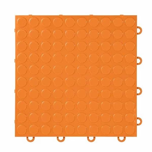 IncStores FlooringInc Orange Coin 12 in. W x 12 in. L x 3/8 in. T Polypropylene Garage Flooring Tiles (52 Tiles/52 sq. ft.)