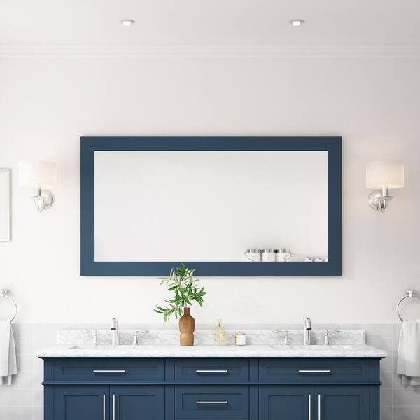 Home Decorators Collection Sonoma 60 in. W x 32 in. H Rectangular Framed Wall Mount Bathroom Vanity Mirror in Midnight Blue