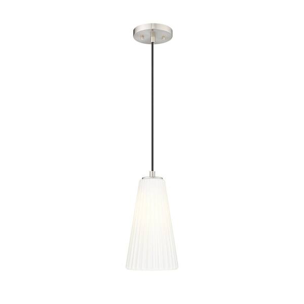 Filament Design Farrell 60-Watt 1-Light Brushed Nickel Pendant-Light with White Glass shade, no bulbs included