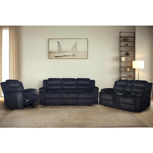 New Classic Furniture Willow 3-Piece Black Polyester Fabric Living Room Set