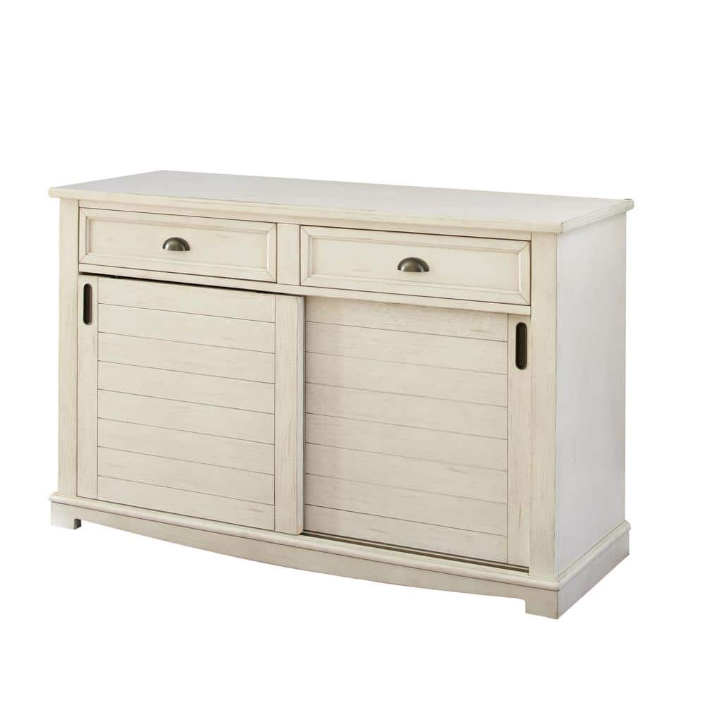 UPC 635178062279 product image for Cayla Antique White Natural Wood 54 in. Buffet with Sliding Doors and Adjustable | upcitemdb.com