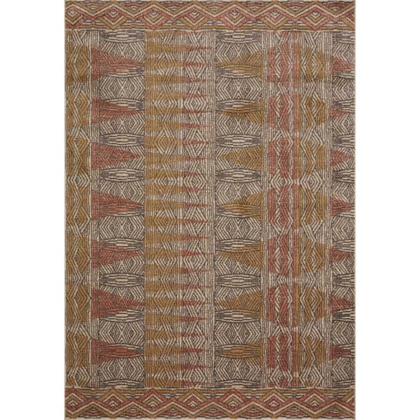 Loloi Chalos Natural/Sunset 2 ft. 3 in. x 10 ft. Runner Geometric 100% Polypropylene Pile Area Rug Runner Rug