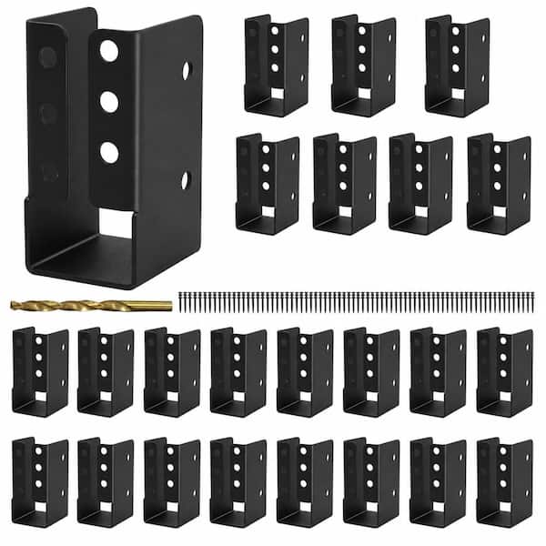 2 in x 4 in Concealed Joist Hanger Steel Powder-Coated Railing Brackets for Beam Swing Fence Handrail 24PCS
