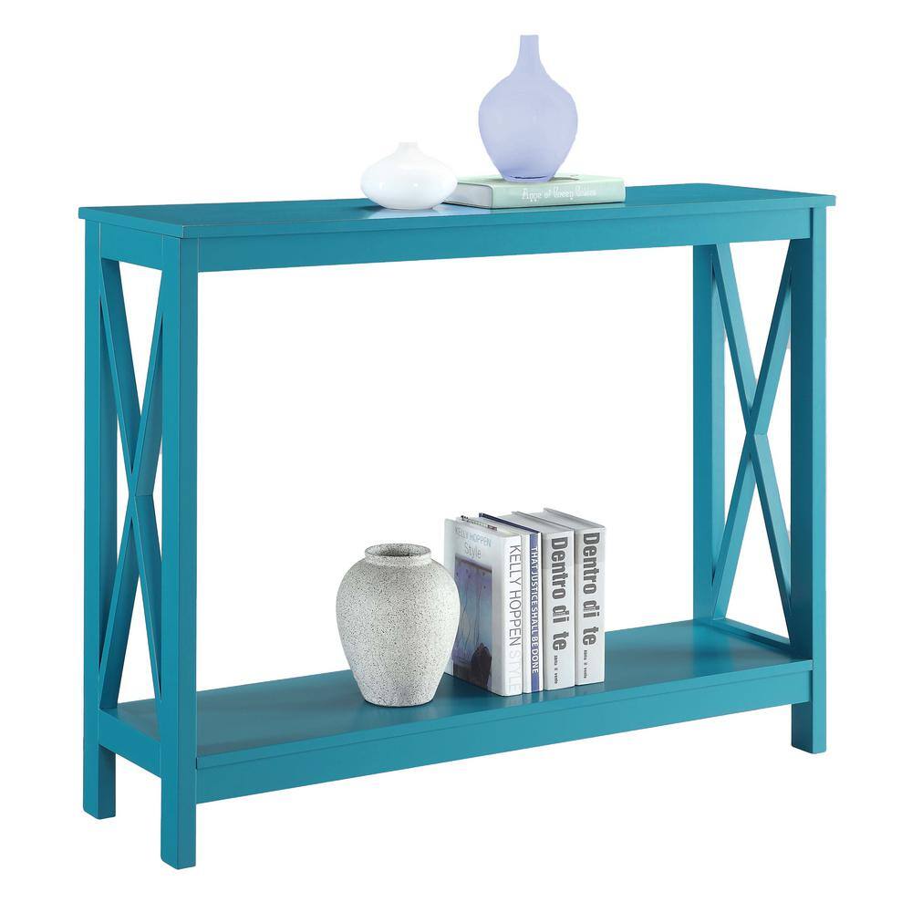 Oxford 40'' Blue Wood Console Table with Storage Shelf