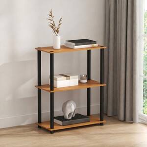 Furinno TURN-N-TUBE 29.6 in. Tall Cherry Oak/Black Wood 3-Shelf