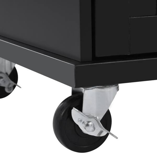 Tatahance Black Floor Standing Buffet Kitchen Island with