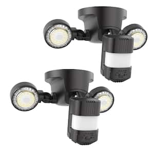 300 Watt Equivalent 3000 Lumen 5000K 320 Degree Black Motion Sensing Dusk to Dawn Integrated LED Flood Light (2-Pack)