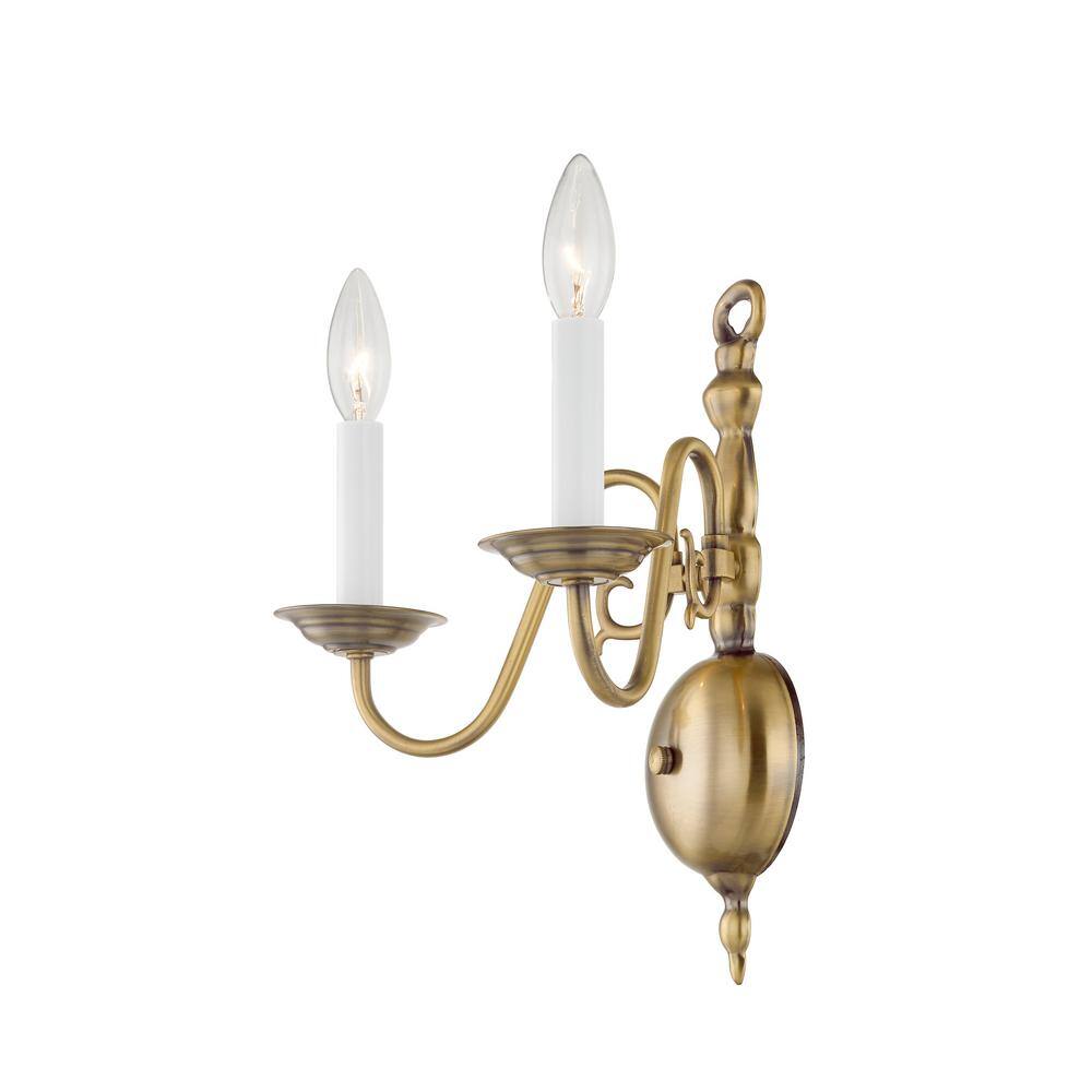 Williamsburgh Antique Brass 2-Light Dimmable Wall Sconce
