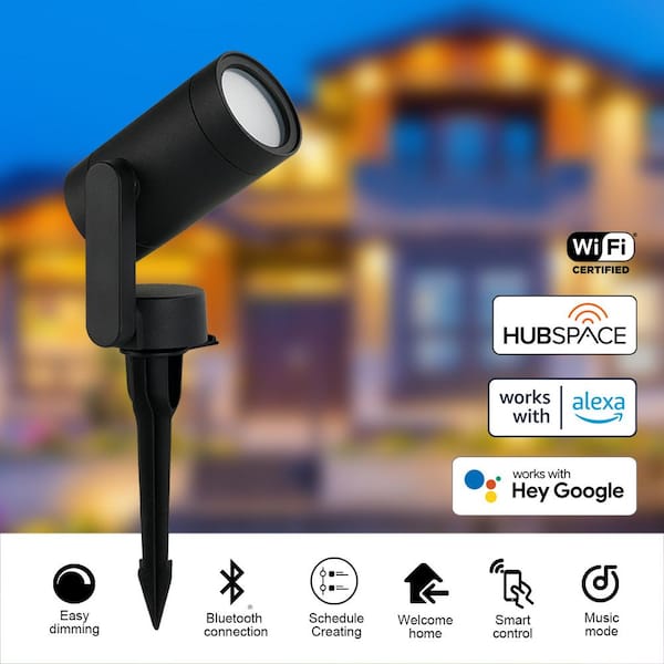 wonder school Wasserette Hampton Bay Low Voltage Black LED Spotlight with Smart App Control (3-Pack)  Powered by Hubspace L08557 - The Home Depot