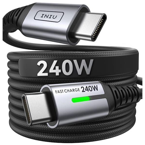 Adrinfly Braided USB-C Cable, 240-Watt 6.6 ft. 2-Pack, Fast Charging Type-C Charger Cord for Phones, Tablets, Laptops