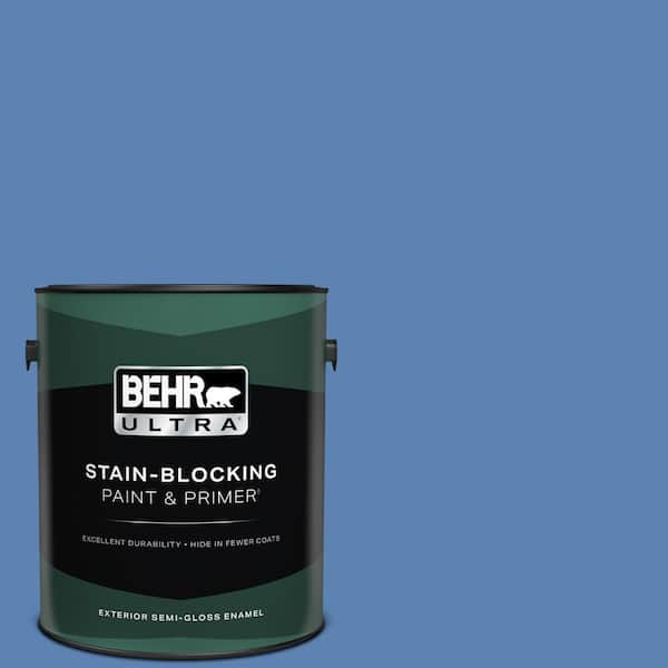 BEHR ULTRA 1 gal. #PPU15-06 Neon Blue Semi-Gloss Enamel Exterior Paint & Primer