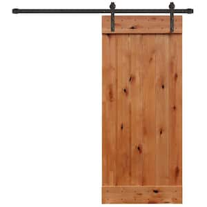 36 in. x 84 in. Rustic Unfinished 1 Panel Knotty Alder Sliding Barn Door Kit with Oil Rubbed Bronze Hardware Kit