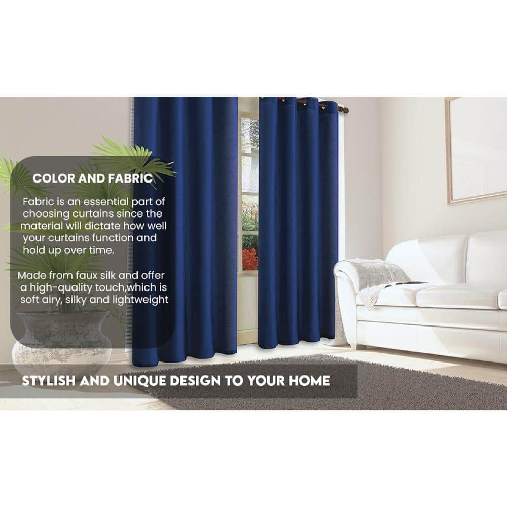 Beige Faux Silk Sheer Grommet Window Curtain Panels