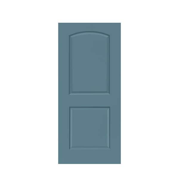 CALHOME 30 in. x 80 in. Dignity Blue Stained Composite MDF 2 Panel Round Top Interior Barn Door Slab