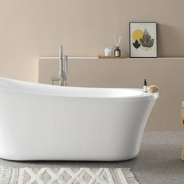 Rachel 70 in. Acrylic Slipper Flatbottom Non-Whirlpool Reversible Drain Bathtub in White Rachel 70 in. Acrylic Slipper Flatbottom Non-Whirlpool Reversible Drain Bathtub in White