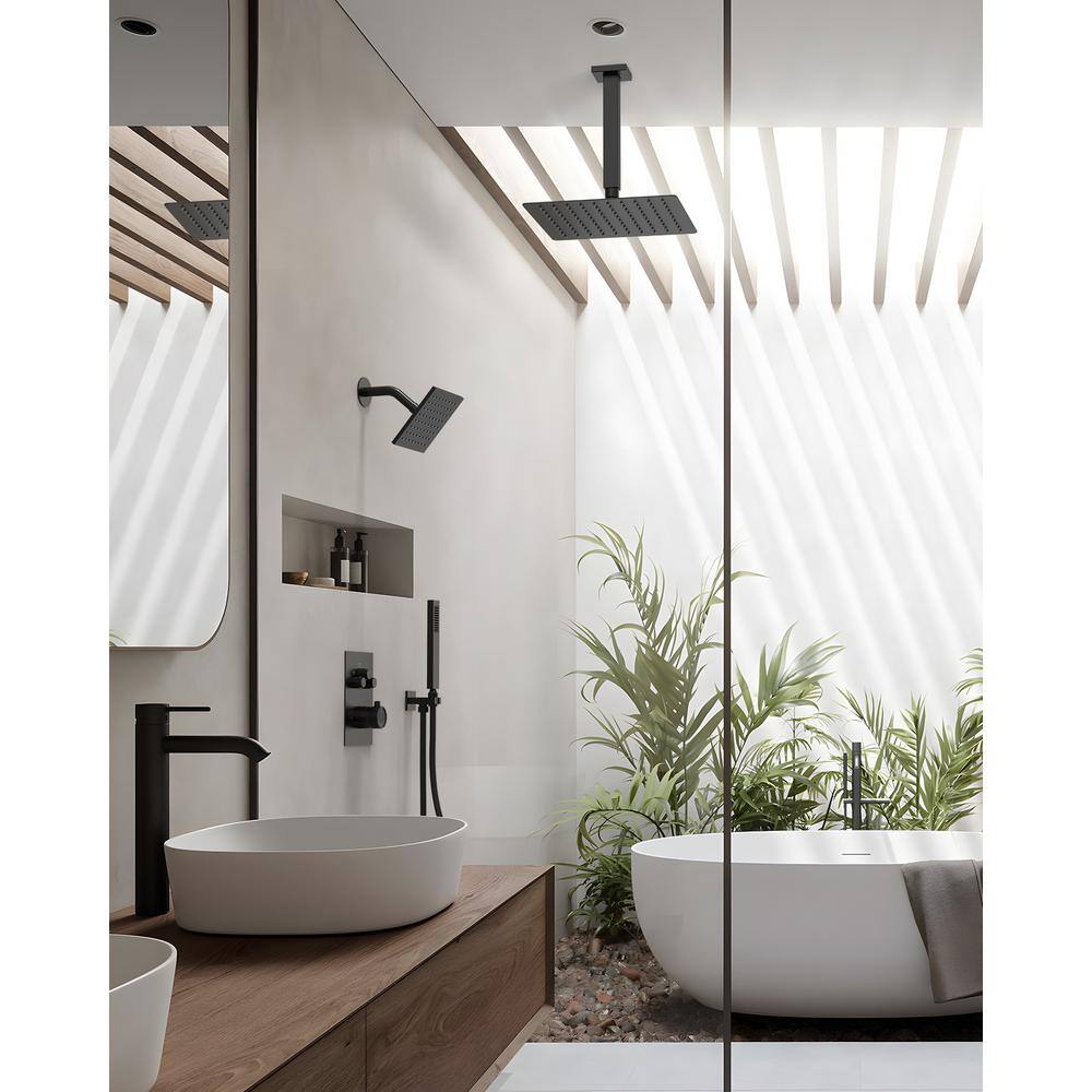 Matte Black Dual Mount Rainfall Shower System with Handheld Spray
