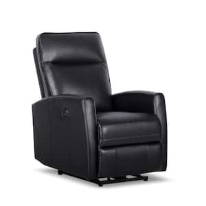 Black Top Grain Leather with PU Power Recliner with USB Charger