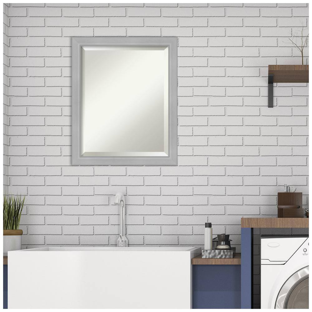 Vista Brushed Nickel 19" x 23" Rectangular Bathroom Vanity Wall Mirror