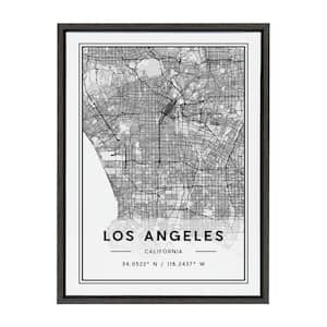 Sylvie Los Angeles Modern Map by Jake Goossen Framed Canvas Map Art Print 24 in. x 18 in .
