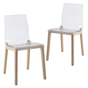 Marsden Modern Plastic Dining Chair with Beech Legs for Kitchen and Dining Room (Set of 2) (Natural Wood)