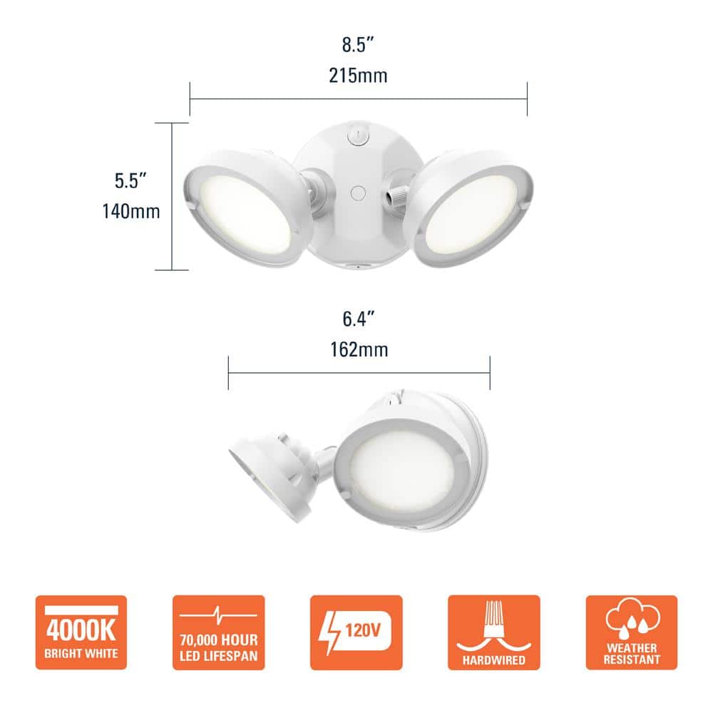 White Polycarbonate Hardwired LED Outdoor Floodlight