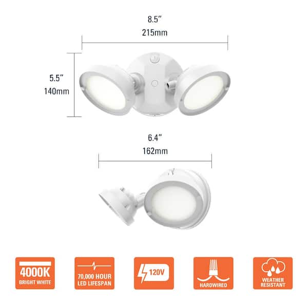 HALO TGS 150-Watt 80° White Outdoor Integrated LED Flood